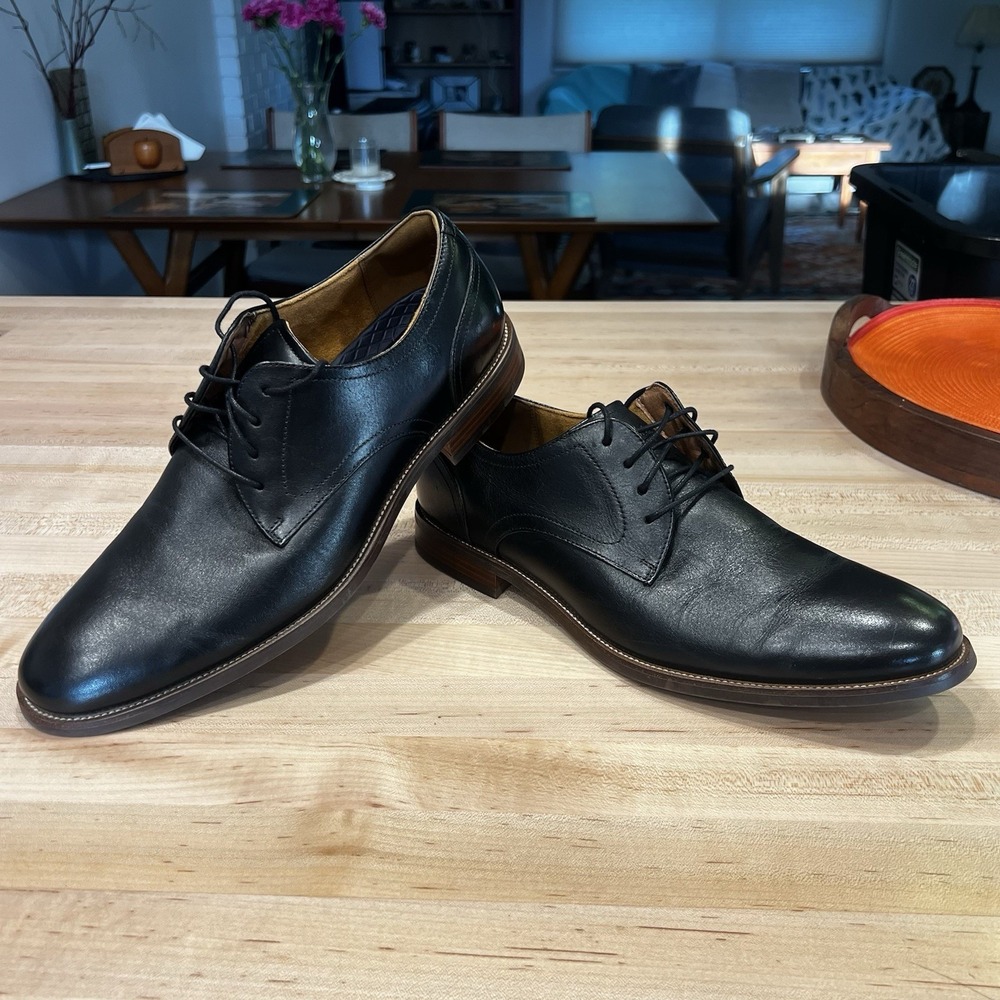Florsheim Men's Rucci Black Plain Toe Leather Derby Shoes, Men's Size 11 M